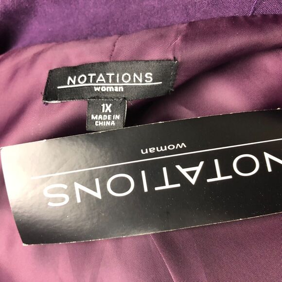 NWT Notations Women's Long Sleeve Button Front Shirt Jacket Solid Purple Size 1X - Picture 4 of 5